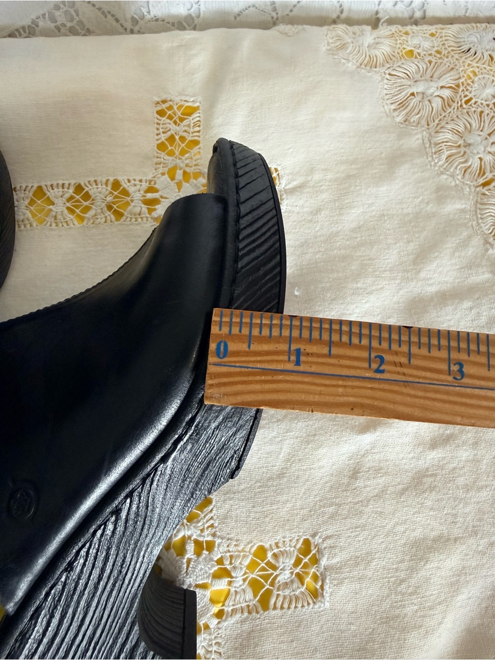 Børn Black Leather Peep Toe Wedge Mules Clogs Size 10M - Picture 5 of 11